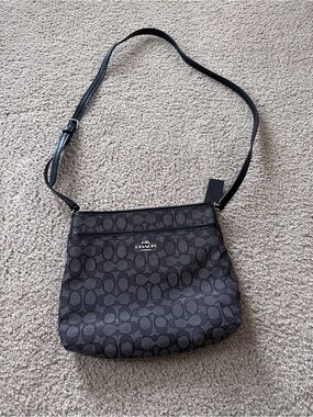 Coach Signature File Crossbody Bag Smoke Black Color